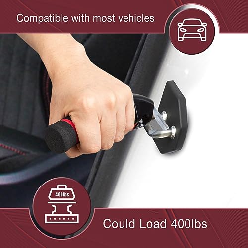 Image of KOUNATSURI Car Door Handle for Elderly Car Assist Support Handle Multifunction Car Door Latch Bar for Seniors and Handicapped(Red)