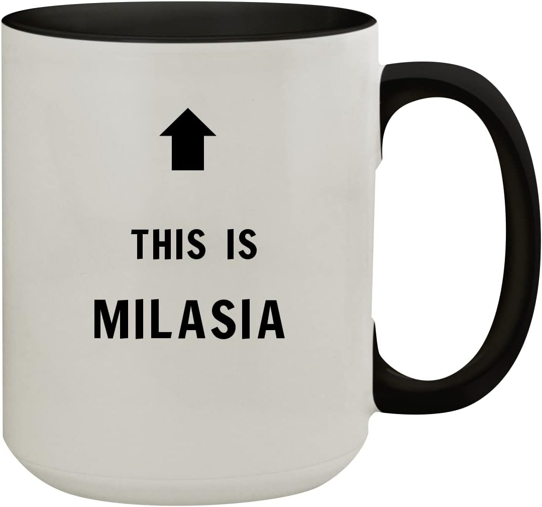 Molandra Products This Is Milasia - 15oz Colored Inner & Handle Ceramic Coffee Mug, Black