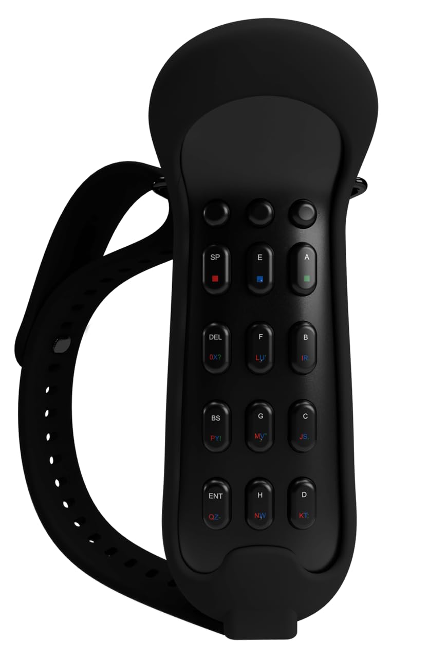 Twiddler4 - Back Body/Black Wrap - Single Hand Chording Keyboard and Mouse Wireless Bluetooth Mini Keyboard Handheld Pocket Rechargeable Keyboard for