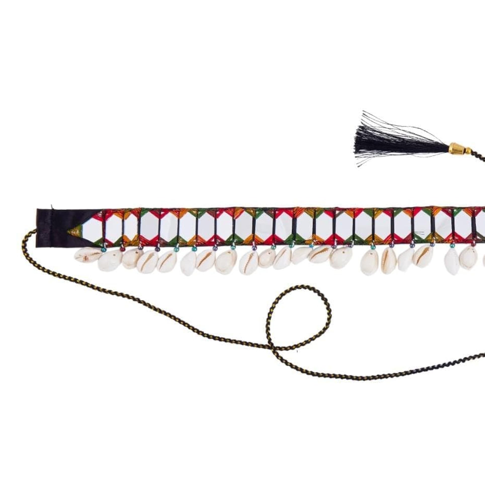 MultiColor Mirror Embellished Kamarpatta for Women, Fancy Waist Chain