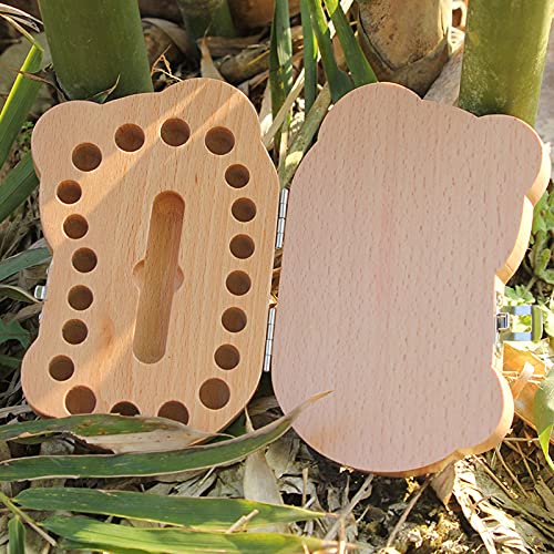 Baby tand Keepsake Fairy Box houder met Lanugo fles, houten Panda patroon melktanden opbergdoos, baby douchegiften voor… - Image 4