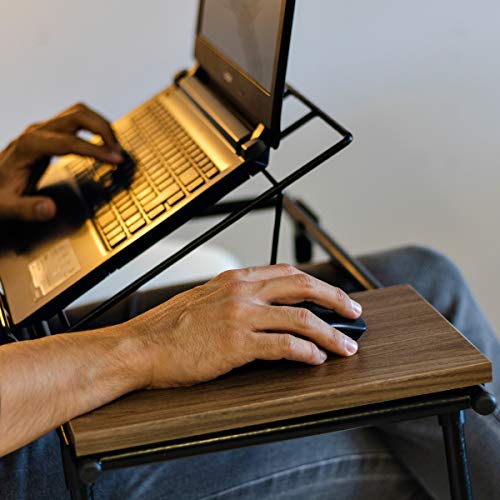 Mesa de Colo Dobrável para Notebook Aramado c/Suporte p/Mouse em Madeira - Metaltru Cor:Marrom