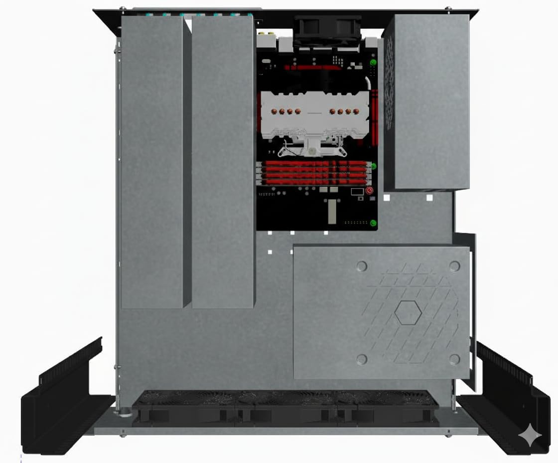 R-CASE 10 ATX RAW RACK 19 pollici, misura 4U, 7 PCI-E, 3x PSU ATX
