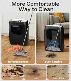LyriFine Touchless Vacuum Automatic Dustpan, Auto Sensors Hair Vacuum for Salons, 3 Operation & 2 Cleaning Modes Electric Dustpan, Bagless Canister with Nozzle Attachment for Pet Hair Food