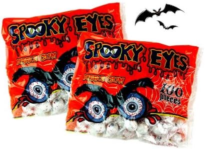 Spooky Eyes Bubble Gum 200 Individually Wrapped Eyeballs, Pack of 2- 29oz Bags
