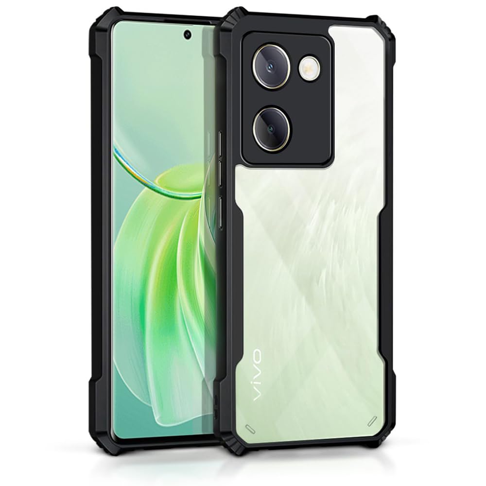 Casotec Shockproof Crystal Clear Back Case Cover for Vivo Y200 Pro 5G | 360 Degree Protection TPU+PC | Air Cushion Design | Transparent Back Case for Vivo Y200 Pro 5G (Black Bumper) (B0D94NVJK1) Amazon Price History, Amazon Price Tracker