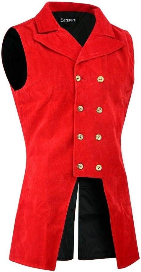 Darkrock Mens Double Breasted Blue Velvet Vest Waistcoat VTG Brocade Gothic Steampunk