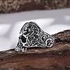 Dochais Men's Ring Silver,Stainless Steel Rings,Gothic Skull Ring for Men,Vintage Gothic Biker Ring (Silver, P½) #2