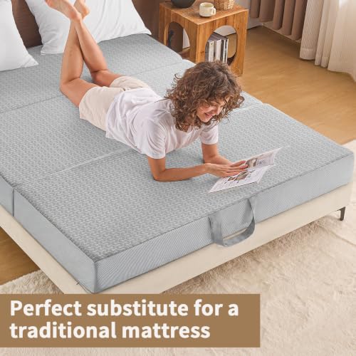 Image of Folding Mattress Full Size, 6 inch Trifold Mattress Futon Murphy Bed,Grey
