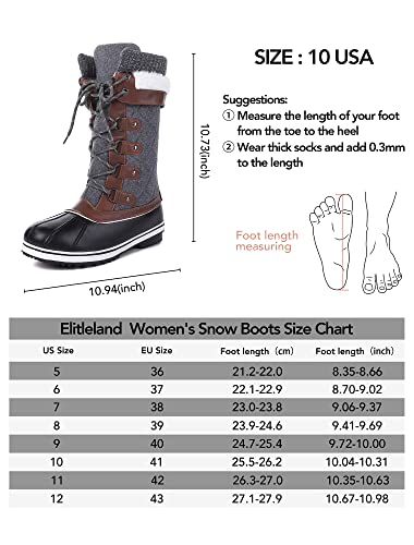 Eliteland Women's Snow Boots, Women Waterproof Mid Calf, Anti-Slip Outdoor Warm Duck Boot For Winter Hemp Grey Size 8 #TOP5
