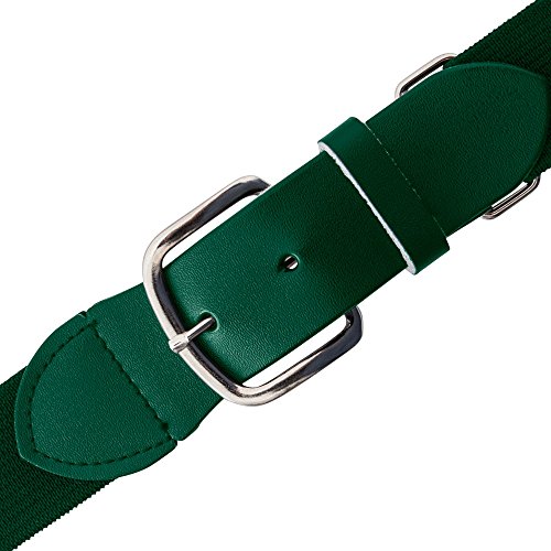 Champion Sports Baseball/Softball Uniform Belt - Comfort Nylon Stretch Fit Uniform Belt - Durable Leather Tab - Youth 18-32 Inches - Kelly Green