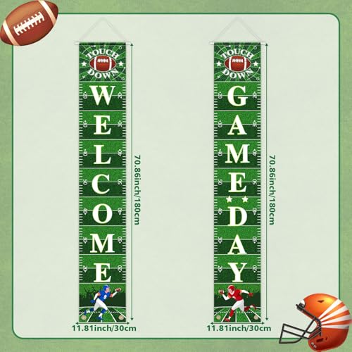 Image of Hooqict Football Decorations Porch Sign Banner Football Door Decorations Sign Party Banner Garland for Sport Theme Game Day Tailgate Party Supplies
