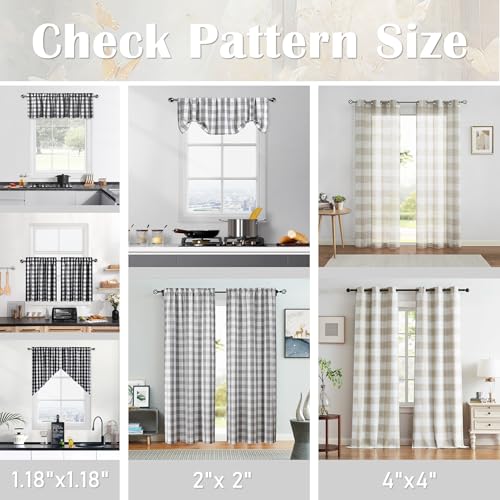 Bapawfish Buffalo Plaid Full Blackout Window Curtains 84 Inches Long Checkered Grommet Panels Farmhouse Geo Energy Efficient Drapes Noise Reducing Thermal Window Treatment Set For Bedroom Tan White,40"X84"X2 thumb #7