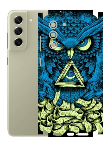 Image of AtOdds - Full Body Back Screen Guard Protector Film - Lamination Wrap Skin Sticker Compatible with Samsung Galaxy S21 FE | Scratchproof Matte Finish (Design - Blue Owl)