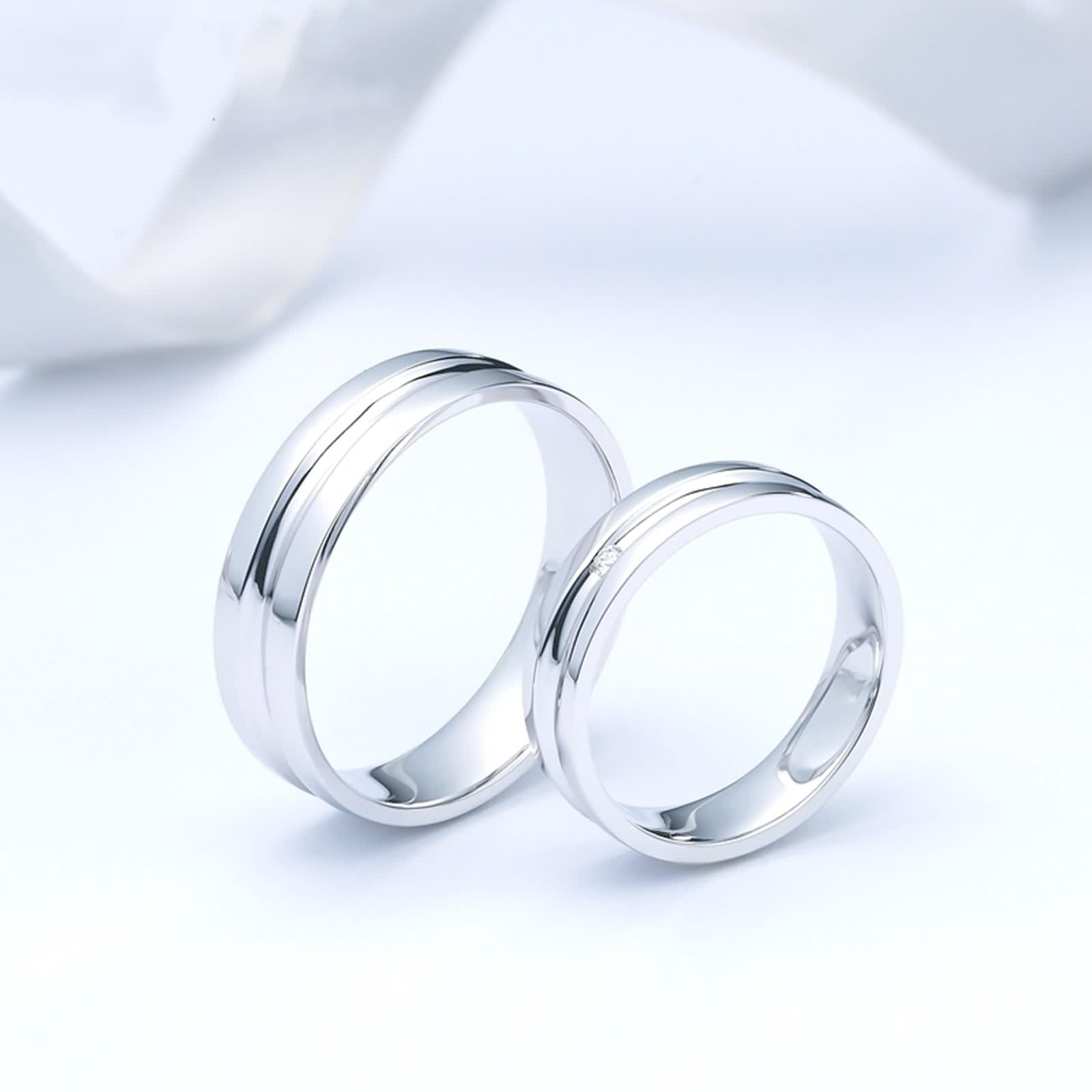 Anillos de boda de plata, anillo de compromiso para hombres pulido joyas auténticas Pt950, tamaño 66 (21.0)