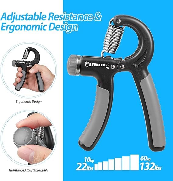Image of inchServeuttam Hand Grip Strengthener, Strength Trainer with Finger Exerciser, Forearm Workout, Finger Stretcher, Stress Relief Ball, Grip Ring, Wrist Strengthener for Men and Women (Hand Gripper) inch