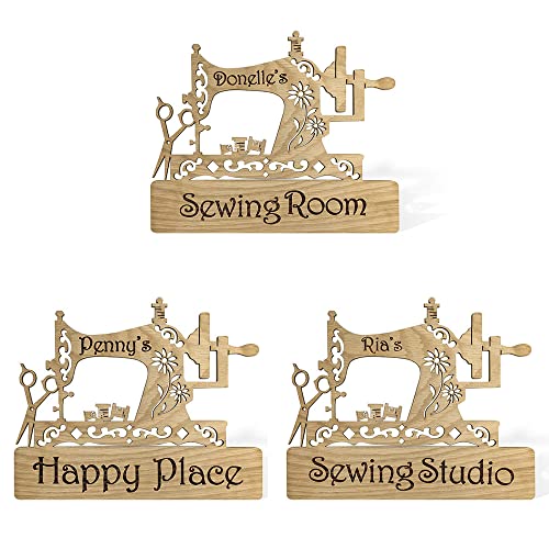 Personalized Wood Sign Wall Art Craft Room Decor Gift for Quilters Custom Name Sewing Room Sign for Seamstresses Tailors Home Studio Decor Sewing Gift Quilting Room Sewing Decoration