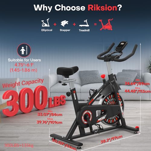 Exercise Bike, RIKSION Indoor Cycling Bike, Stationary Bike for Home, Indoor Bike with Silent Belt Drive, Heavy Flywheel, Comfortable Seat Cushion and Water Bottle Holder - Image 3