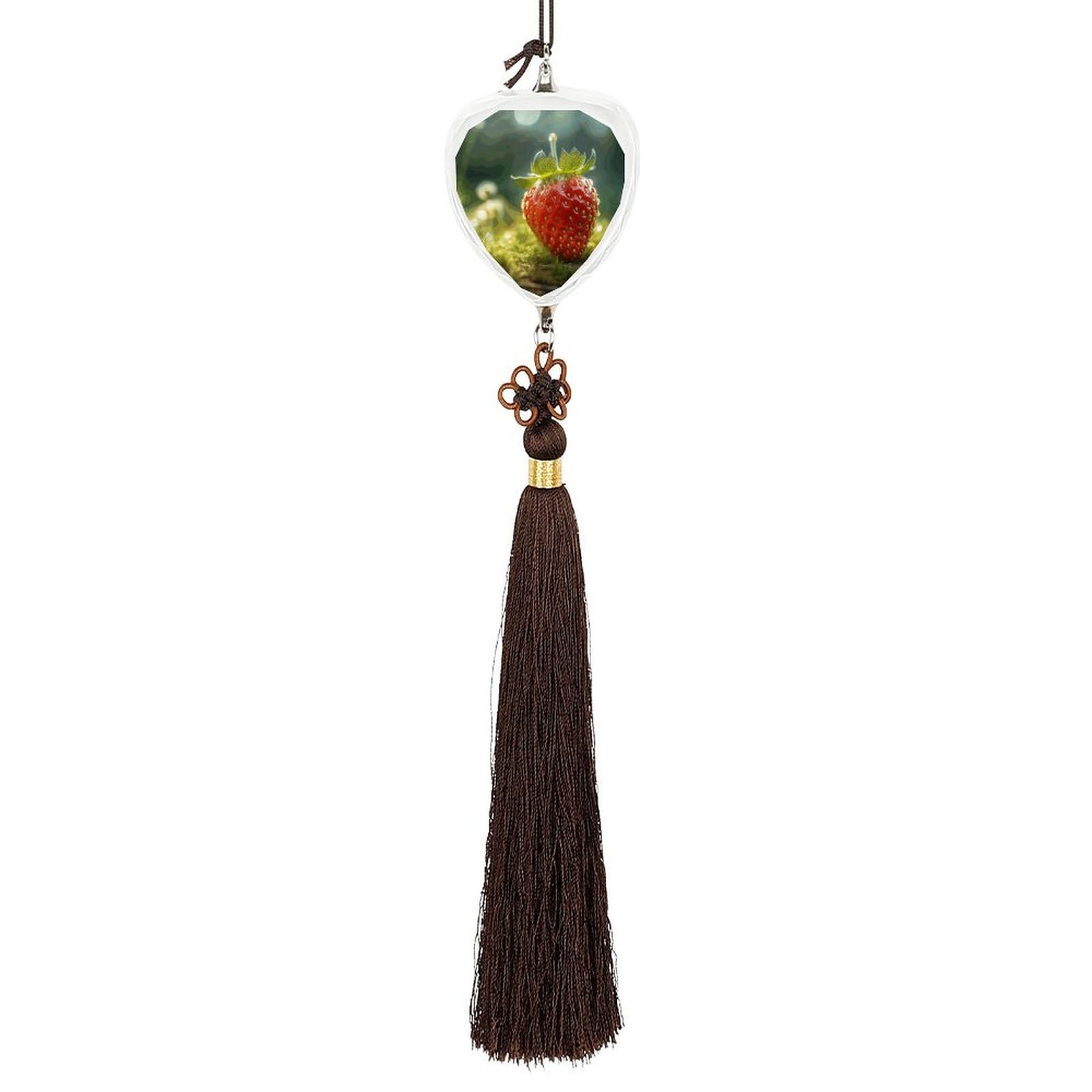 Crystal Auto Pendant Charms Love Crystal Car Rear View Mirror Charms Strawberries on The Ground Auto Hanging Interior Ornament Pendant Car Interior Accessories for Women Men CarCharms Decor