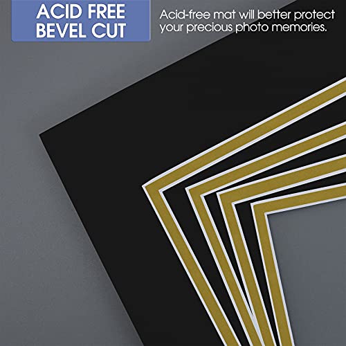 Golden State Art, 11x14 Double Mats for 8x10 - for Photos, Pictures, Frames - Acid-Free, 5 Pack, Black Over Old Gold by Golden State Art - Image 4