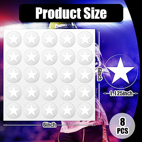 Image of Leinuosen Helmet Stickers Football Baseball Helmet Decals 1-1 /8 Inch Vinyl Sports Football Decals Self Adhesive Hockey Stickers for Hockey, Lacrosse, Batting(Clear Print White,Star)