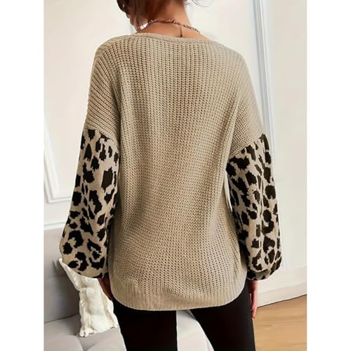 Gothic Classic Leopard Print Loose Sweater, Splicing Trend, Fashionable Temperament Sweater, Street Hip-hop3