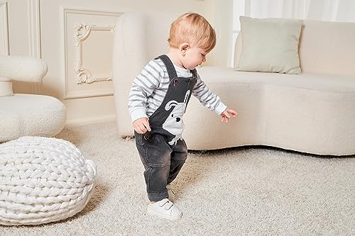 Image of Cute Baby Boy Clothes Suit Toddler Boys' Striped Long Sleeve T-Shirt+Denim Overalls Jumpsuit Pants Outfits Sets