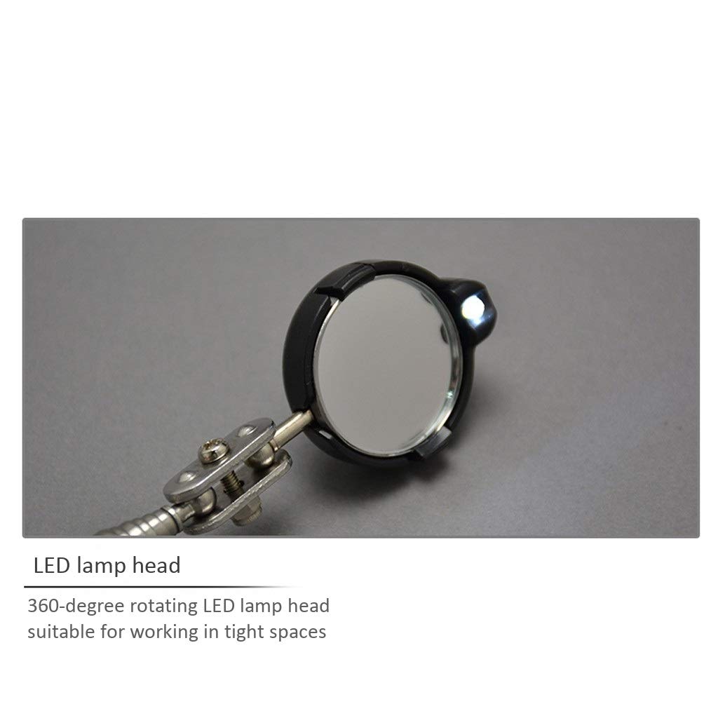 Miroirs d'inspection télescopiques Miroir de Circulation Outil télescopique à col pivotant pour Miroir d'inspection (82 mm)