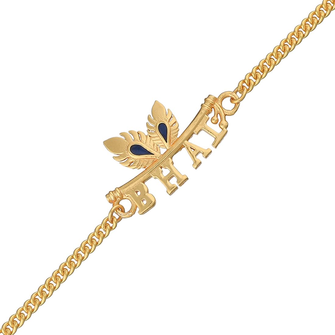 VOYLLA Peacock Feather Motif Gold Tone Bhai Rakhi Bracelet|Rakhi For Brother| (B0B5RLF64T) Amazon Price History, Amazon Price Tracker