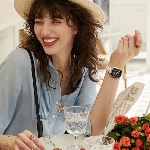 Laffav Leather Strap Compatible with Apple Watch Strap 44mm 46mm 45mm 42mm 49mm Men Women - Image 3