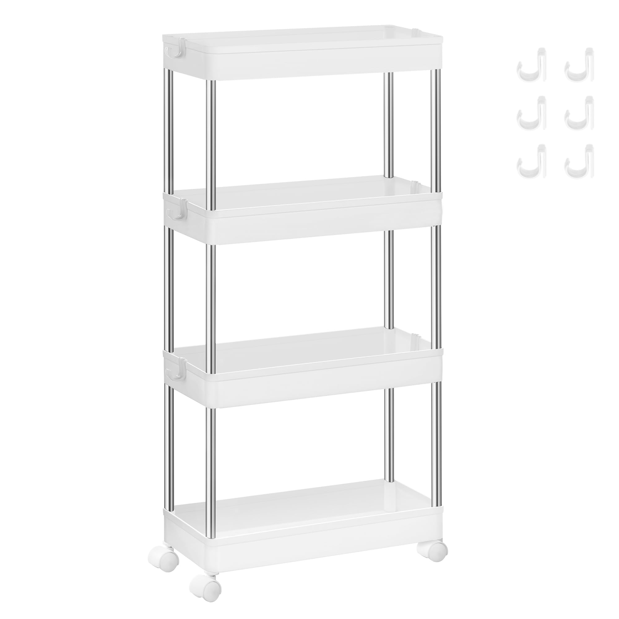 SONGMICS Carro de Almacenamiento de 4 Niveles, 14,4 x 42 x 86 cm, Blanca
