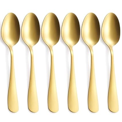 Accino [Set of 6] Premium Stainless Steel Golden Spoon Set for Kitchen and Dining