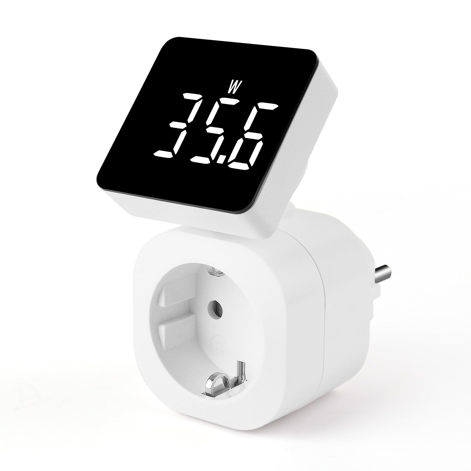 Stromzähler für Steckdose 6 Modi, 180°Rotbarer Stromzähler Strommessgerät mit Groß LCD, Strommessgerät Steckdose Energiekostenmessgerät Hinterleuchtete Weiße Ziffern, Wattmeter Kwh Zähler Strommesser