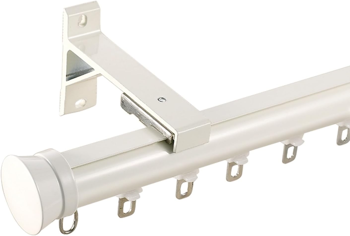 Thickened Curtain Poles Single Rail Aluminium Curtain Rod Room Divider Heavy-Duty Curtains Rails for Windows Living Room Bathroom(White,90cm-35.4in)