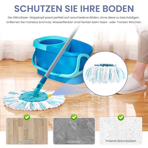 4 Stück Bodenwischer für Leifheit Clean Twist Disc Mop Ergo/Clean Twist Disc Mop, Wischmop Ersatzbezug mit 2-Faser-System für alle Bodenarten – Bild 7