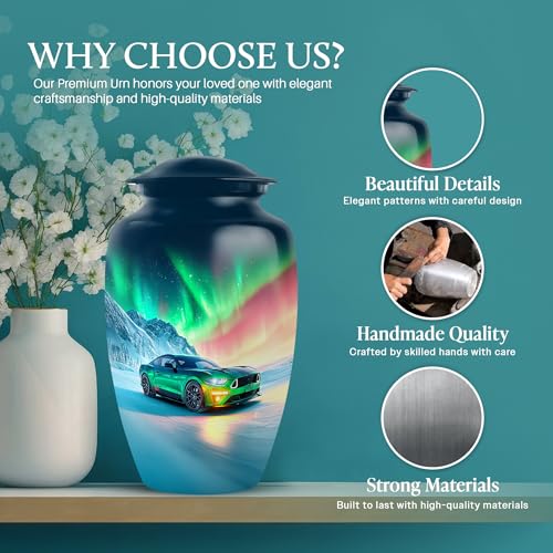 Image of Car Urn Cremation Keepsakes for Ashes 1 Large & 2 Small | Decorative Urn for Mom & Dad, Tiny Urns for Adult Human