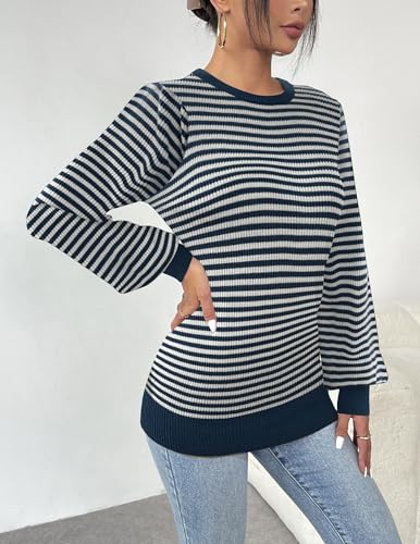 Image of Zeagoo Womens Sweaters Fall 2026 Dressy Casual Long Sleeve Shirts Ribbed Knit Winter Outfits Puff Pullover Jumper Tops