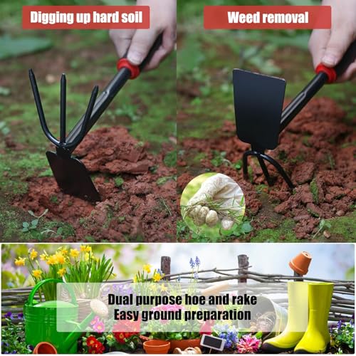Gartengeräte 3-teilig mit rutschfestem Griff – Professionelles Set aus Edelstahl zum Bepflanzen, Ausgraben und Hacken (Kehrschaufel, Pflanzkelle, Doppelhacke) – Bild 5