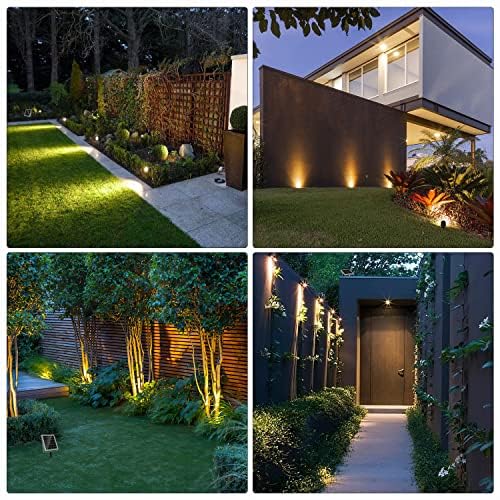 MEIKEE Solar Strahler 6 Stück mit Fernbedienung Solar Gartenleuchte 2700K 4000K 6000K Solarlampen IP66 Wasserdicht 3 Helligkeit Timer Gartenbeleuchtung für Garten Pfad Terrasse Rasen Bäume