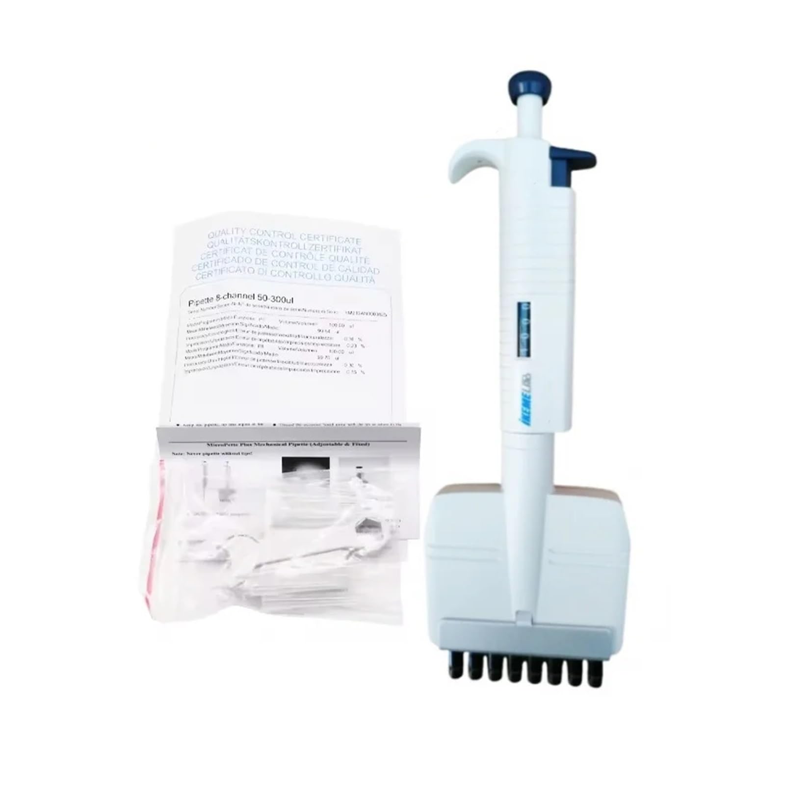 JXYQ Lab Micropipette, 12/8 Channel Adjustable Pipette Fully Autoclavable Manual Pipette School Chemical Laboratory multichannel Pipette(8channel 50-300ul)