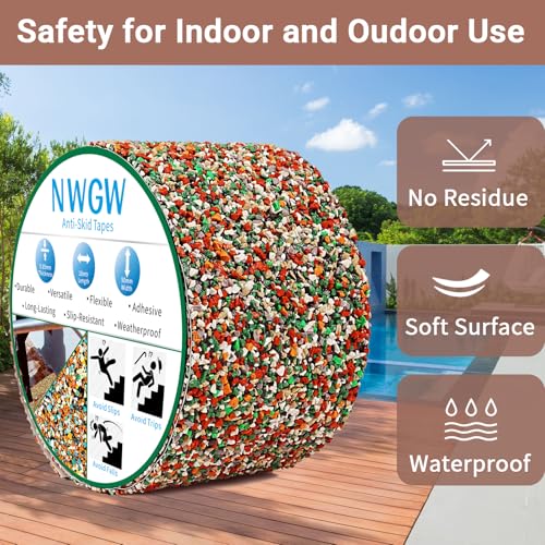 Image of Heavy Duty Anti Slip Tape 4 inch x15FT - Red Grit Rubber Grip Tape for Stairs, Showers, Pool & Bathroom Safety Waterproof Non-Slip Traction Strips Indoor /Outdoor Use