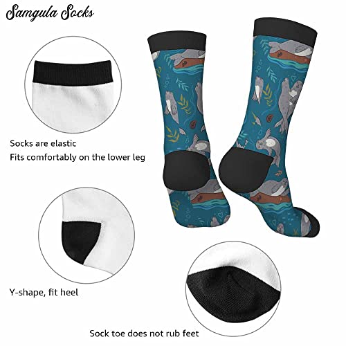 Image of Red Striped Crew Socks for Woman Size 6-8 Christmas Tree Moose Snowflake Dots Lines Girls Socks