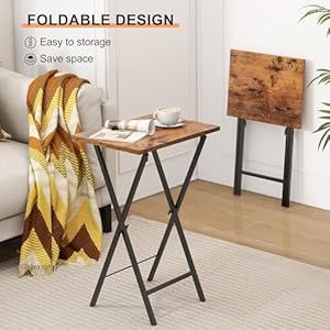 TV Tray Table Set of 2, TV Dinner Tray, Folding Table, Foldable TV Trays, Side Table for Bed, Couch, Portable and Small Easy to Move, Rustic Brown TV Tray Table Set of 2 TV Dinner Tray Folding Table Foldable TV Trays Side Table for Bed Couch Portable and Small Easy to Move Rustic Brown