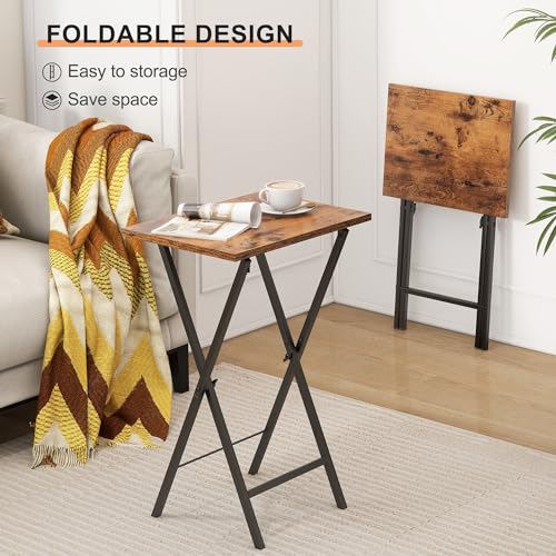 TV-Tray-Table-Set-of-2-TV-Dinner-Tray-Folding-Table-Foldable-TV-Trays-Side-Table-for-Bed-Couch-Portable-and-Small-Easy-to-Move-Rustic-Brown TV Tray Table Set of 2 TV Dinner Tray Folding Table Foldable TV Trays Side Table for Bed Couch Portable and Small Easy to Move Rustic Brown