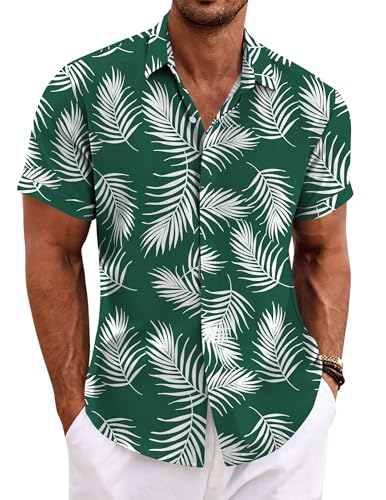 Image of COOFANDY Men's Linen Shirts Short Sleeve Casual Shirts Button Down Shirt for Men Beach Summer Wedding Shirt