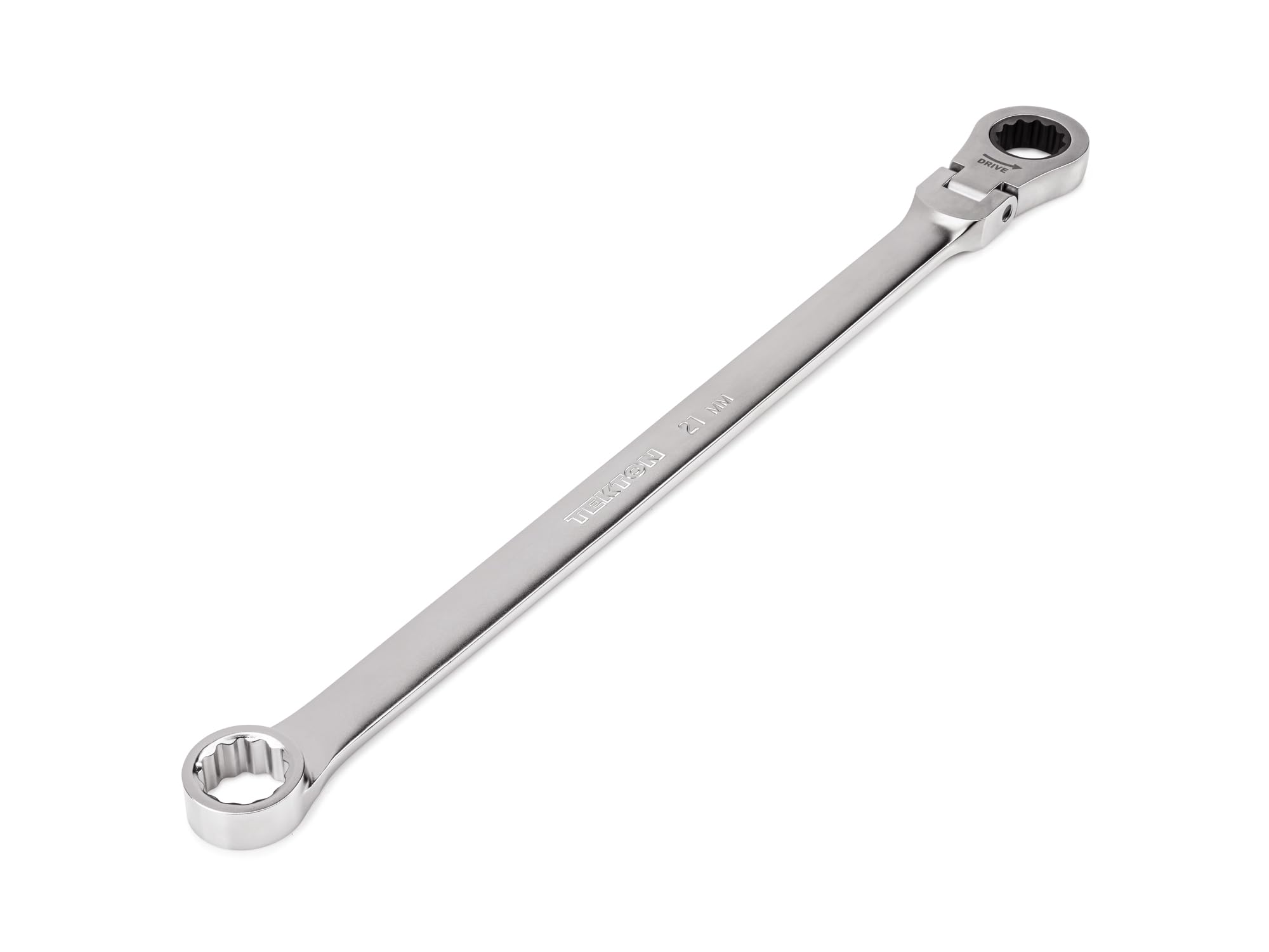 TEKTON 21 mm Long Fixed/Flex Head 12-Point Ratcheting Box End Wrench | WRB35421
