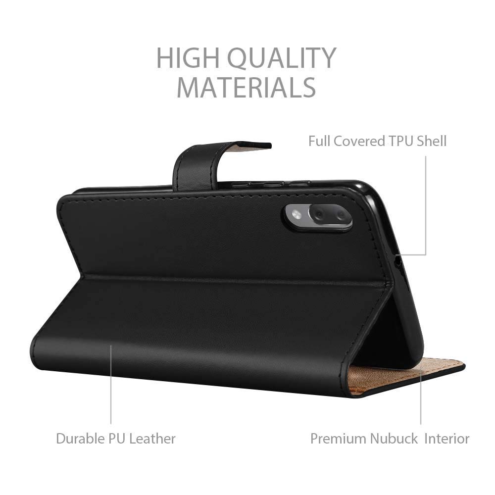 PIXFAB - Custodia a portafoglio in pelle per Sony Xperia L2 H3311 H4311, colore: Nero