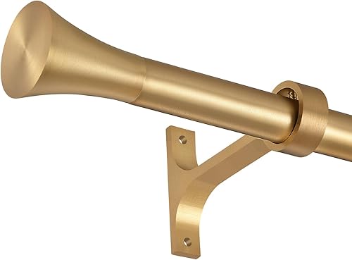 Barras de cortina individuales de 1 pulgada, barras decorativas ajustables de 84 a 120 pulgadas de largo, con remates de cuerno, montaje en pared y