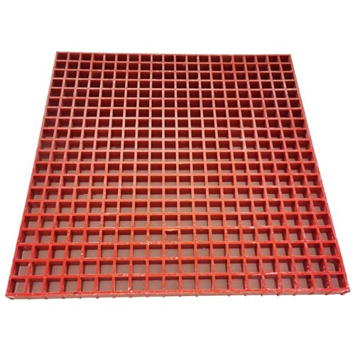 PreAsion Red Fiberglass FRP Grating 2.6ft*2.6ft Floor Grating Fiberglass Grille 1.5’for Car Washing,Outdoor Drainage,Municipal Engineering