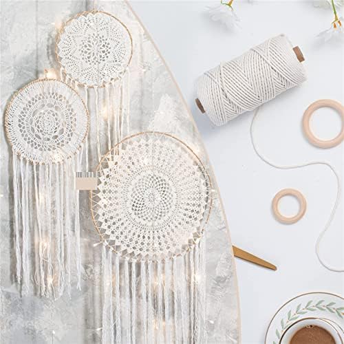 Oikos UK Macrame Kit, Macrame kit for Beginners with 100m Cord, 100 Wood Beads, 6 Wood Rings and 6 Wood Sticks, Macramé Kit for DIY Crafts